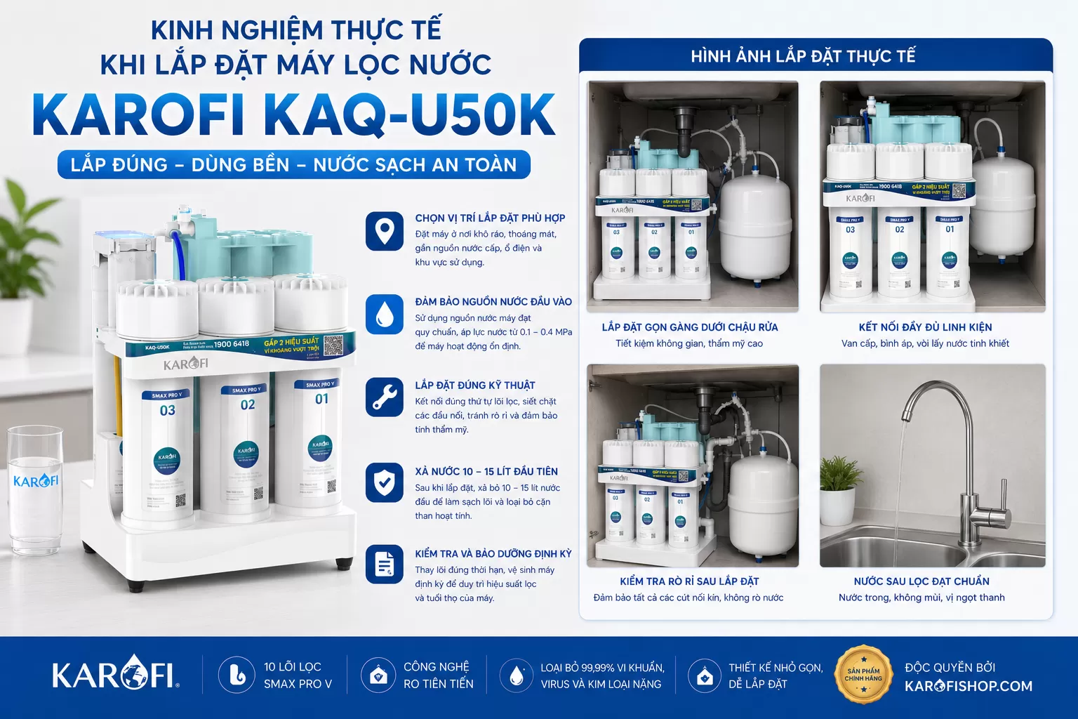 Kinh nghiệm thực tế khi lắp đặt Karofi KAQ-U50K
