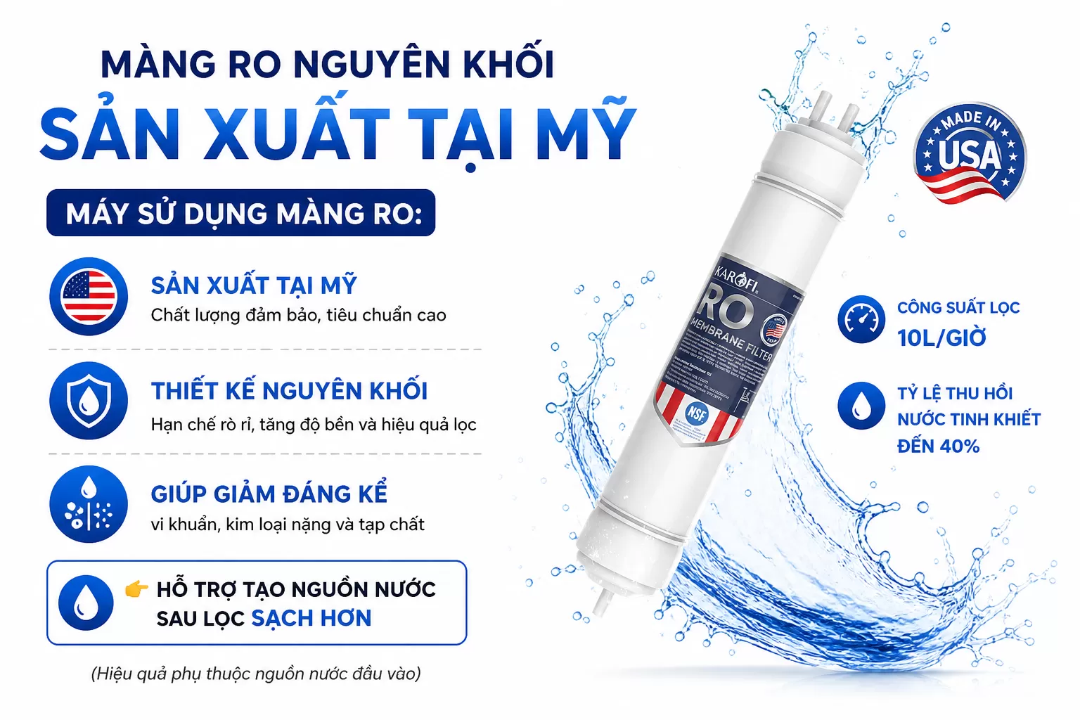 M&agrave;ng RO Karofi chất lượng Mỹ