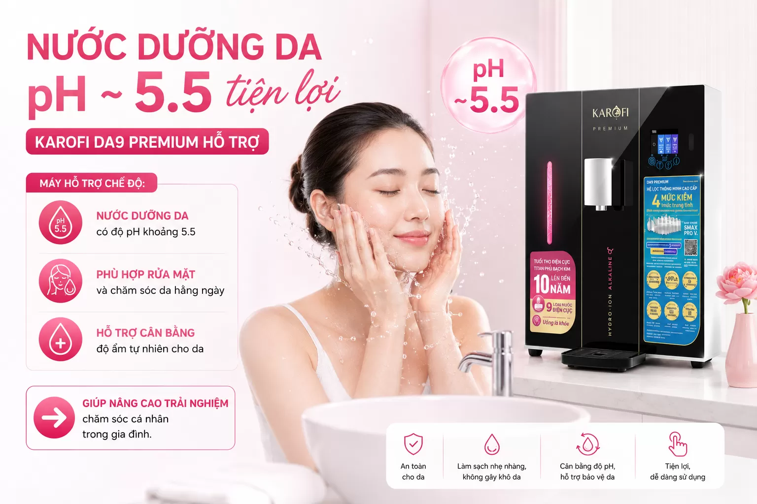 Nước dưỡng da pH ~5.5 tiện lợi