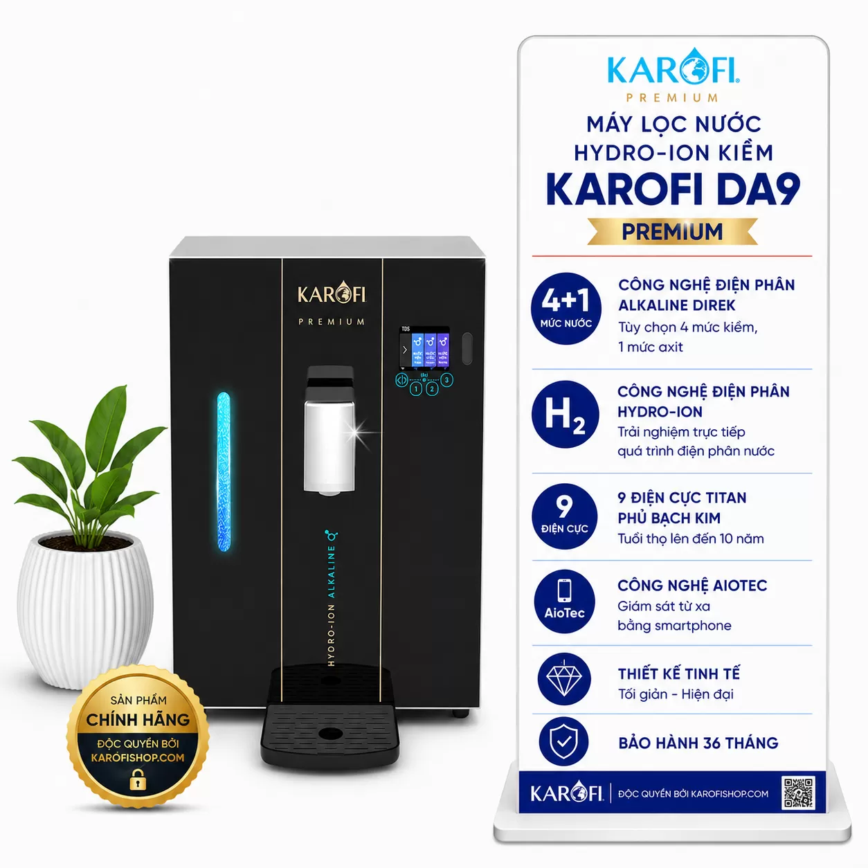Máy lọc nước Hydro-ion kiềm Karofi DA9 Premium