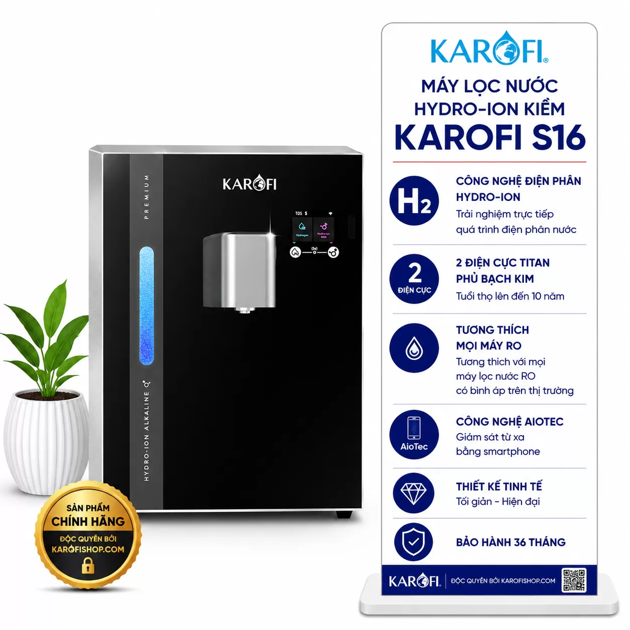 Máy chuyển đổi Hydro-ion kiềm Karofi KAE-S16