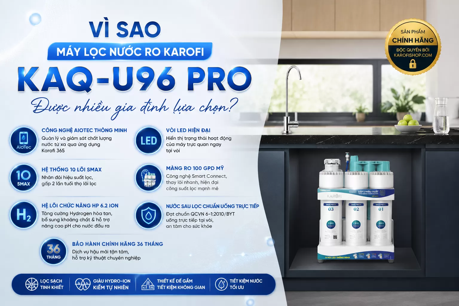 V&igrave; Sao M&aacute;y Lọc Nước RO Karofi KAQ-U96 PRO Được Nhiều Gia Đ&igrave;nh Lựa Chọn?