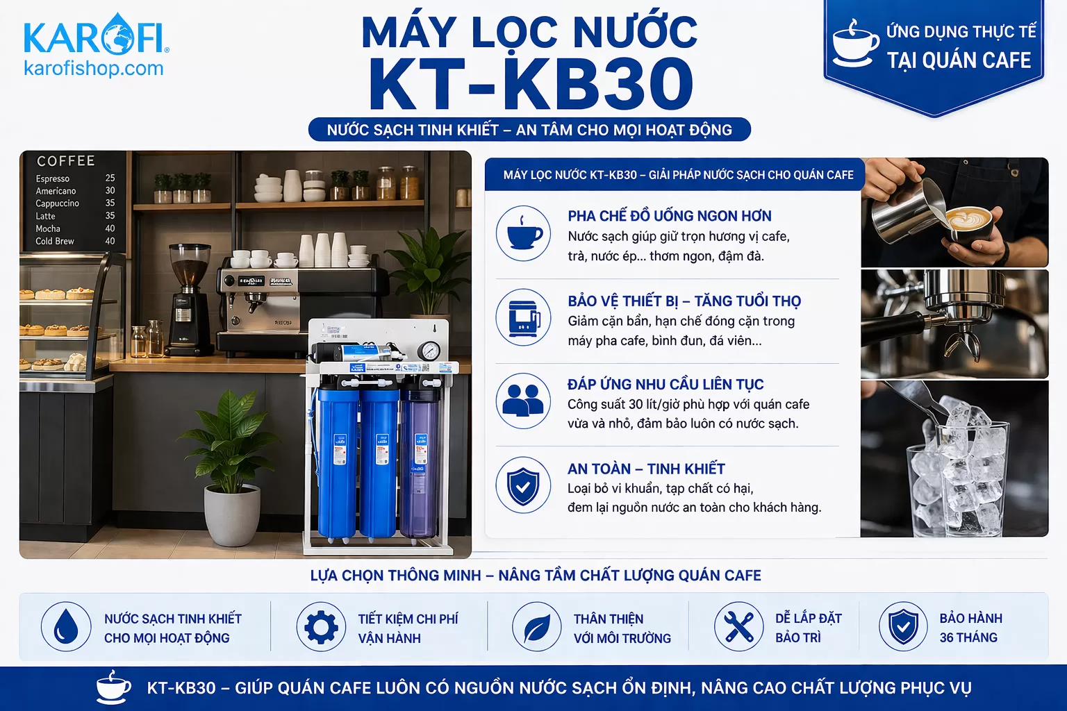 Karofi KT-KB30 ứng dụng thực tế của m&aacute;y v&agrave;o qu&aacute;n cafe