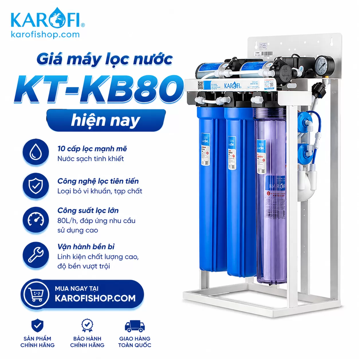 Gi&aacute; m&aacute;y lọc nước b&aacute;n c&ocirc;ng nghiệp KT-KB80 tr&ecirc;n thị trường hiện nay c&oacute; sự dao động t&ugrave;y theo cấu h&igrave;nh hệ thống v&agrave; đơn vị cung cấp