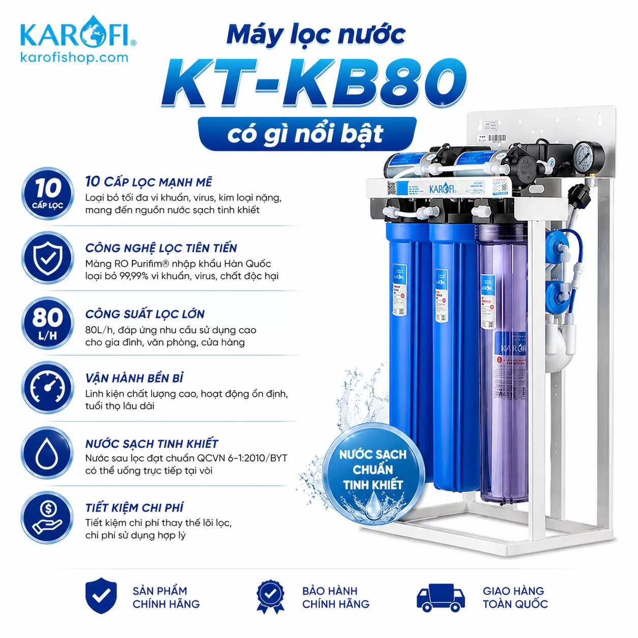 M&aacute;y lọc nước b&aacute;n c&ocirc;ng nghiệp KT-KB80 được thiết kế d&agrave;nh ri&ecirc;ng cho nhu cầu sử dụng li&ecirc;n tục