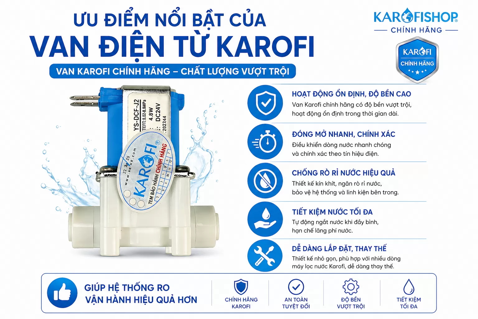 Ưu điểm nổi bật của van điện từ Karofi