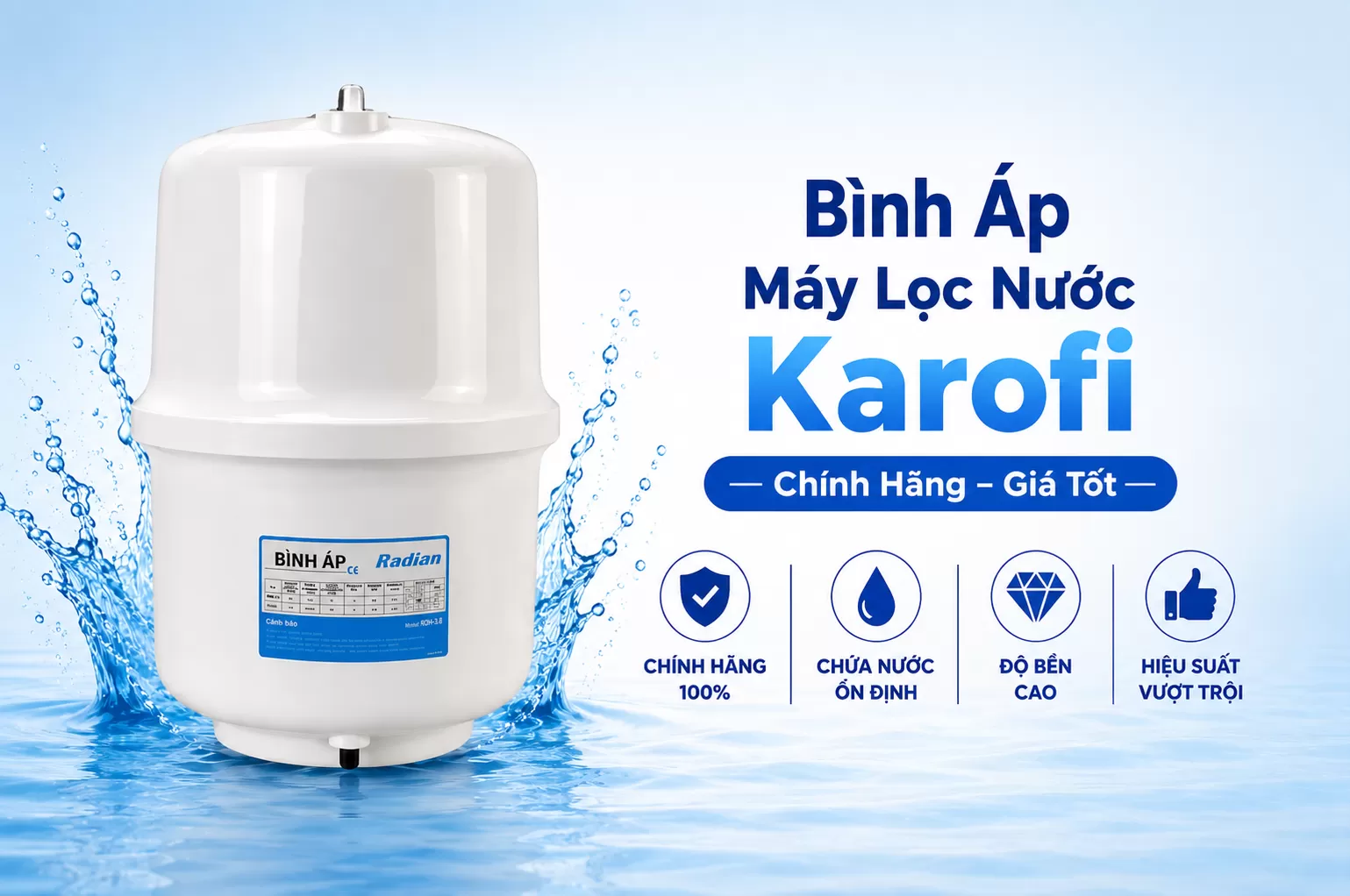 B&igrave;nh &Aacute;p M&aacute;y Lọc Nước Karofi Ch&iacute;nh H&atilde;ng Gi&aacute; Tốt 2026