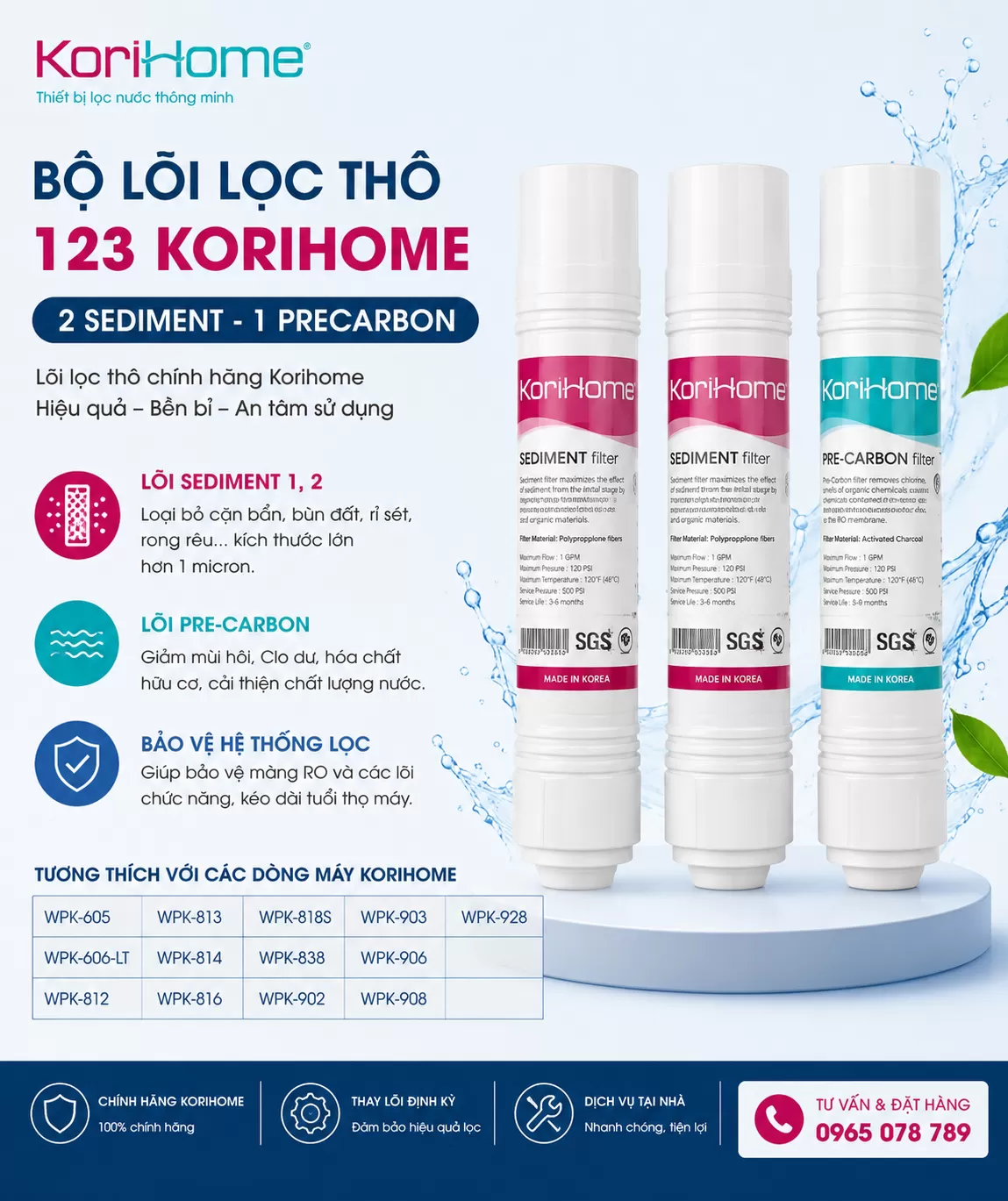 Bộ L&otilde;i Lọc Th&ocirc; 123 Korihome Ch&iacute;nh H&atilde;ng