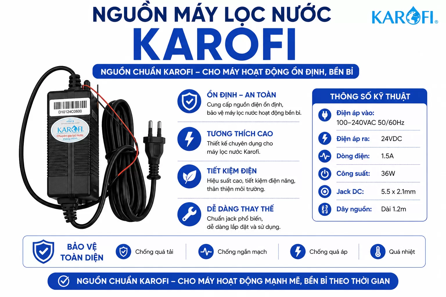 Gi&aacute; nguồn m&aacute;y lọc nước Karofi 24V tr&ecirc;n thị trường hiện nay dao động t&ugrave;y theo chất lượng v&agrave; đơn vị b&aacute;n
