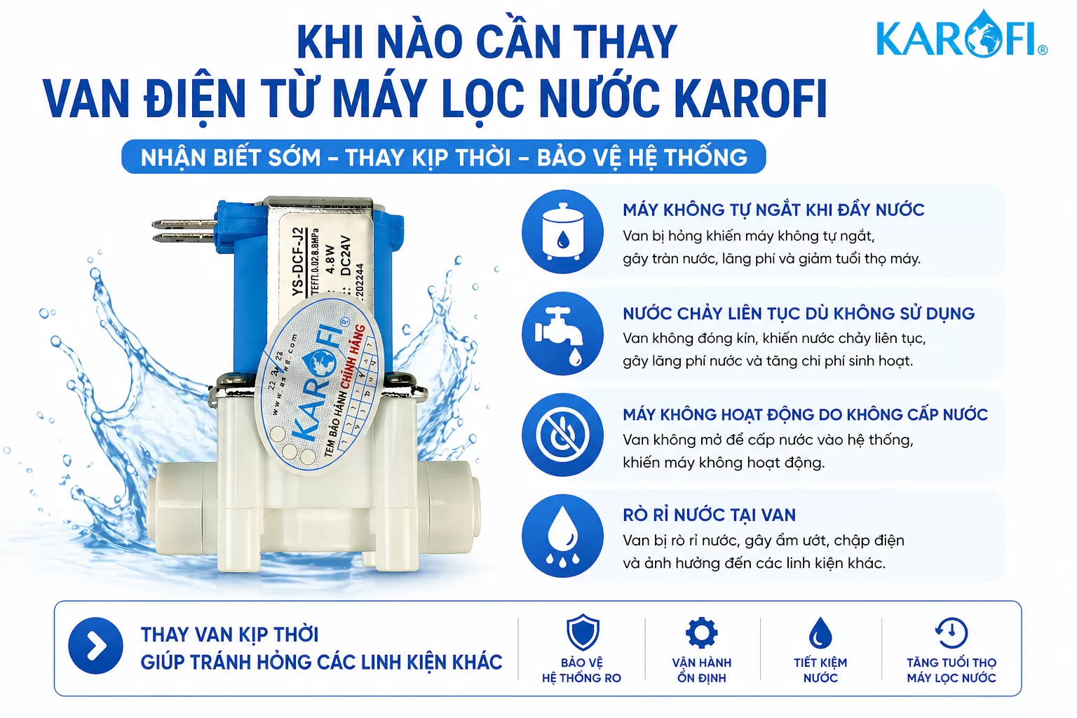 Khi n&agrave;o cần thay van điện từ m&aacute;y lọc nước Karofi