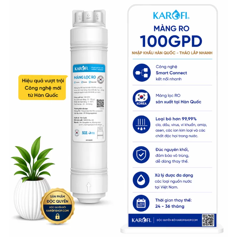 Màng RO Karofi Hàn Quốc 100GPD tháo lắp nhanh