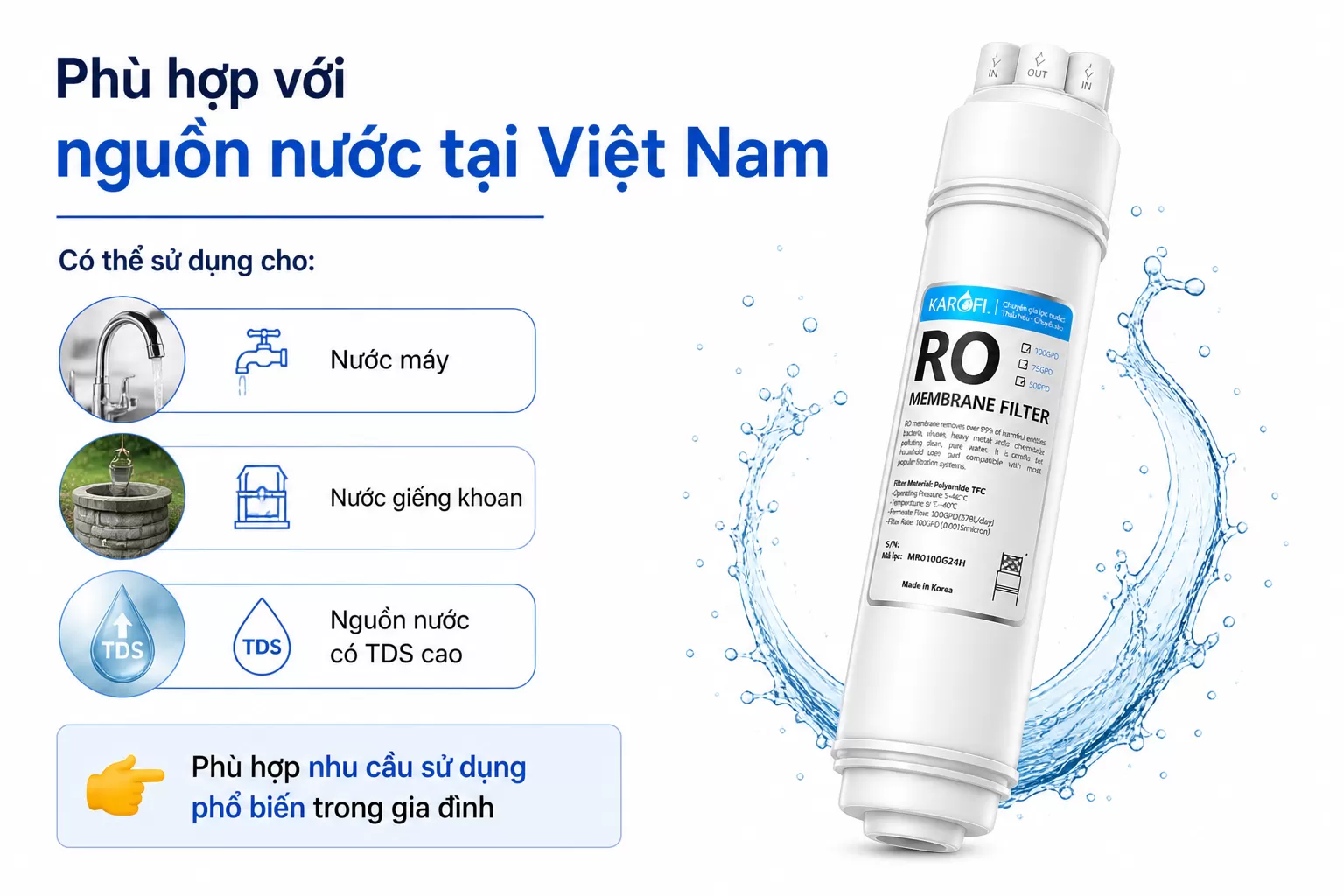 Ph&ugrave; hợp với nguồn nước Việt Nam