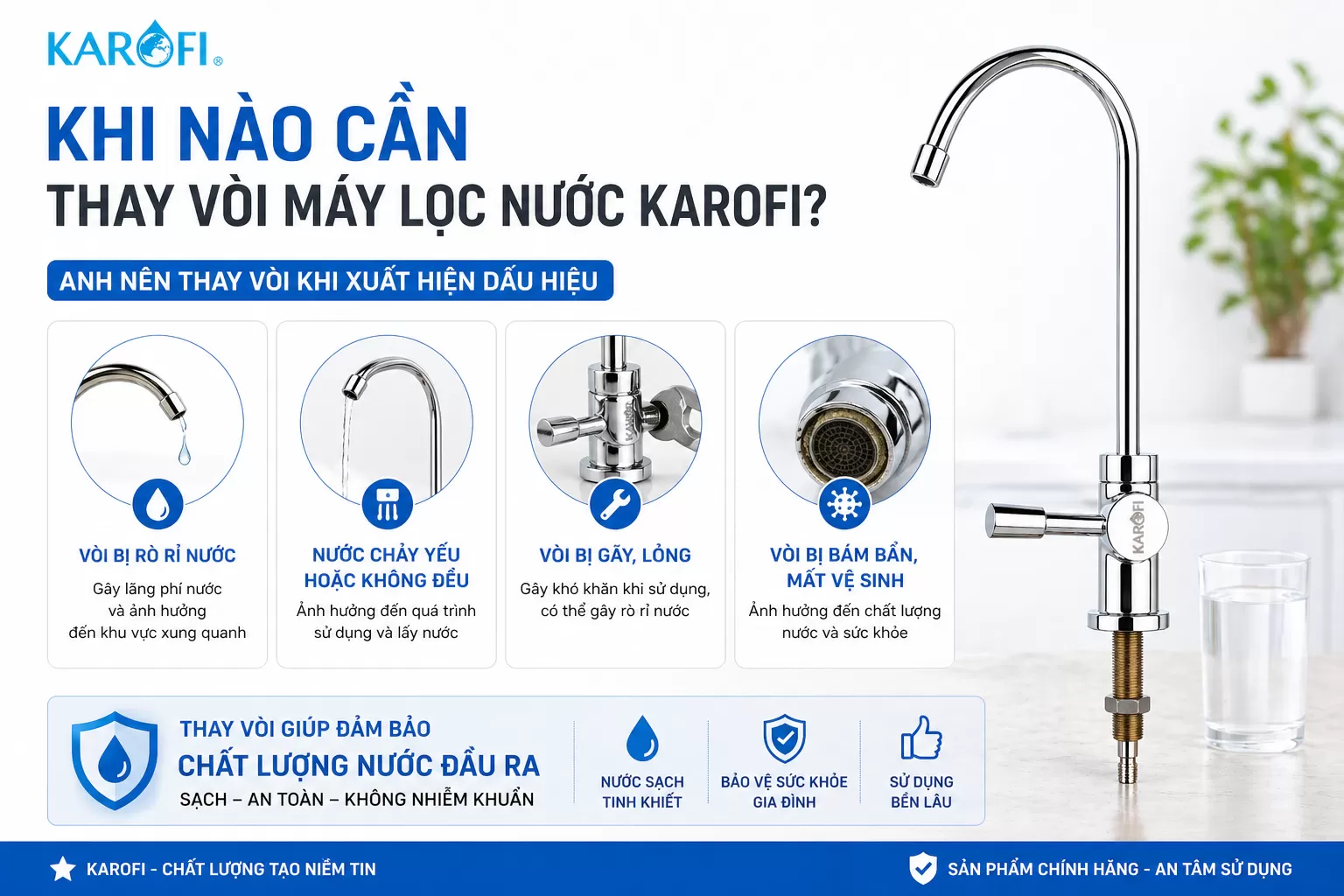 Khi n&agrave;o cần thay v&ograve;i m&aacute;y lọc nước Karofi