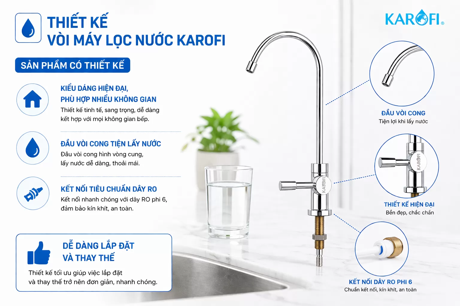 Thiết kế v&ograve;i m&aacute;y lọc nước Karofi