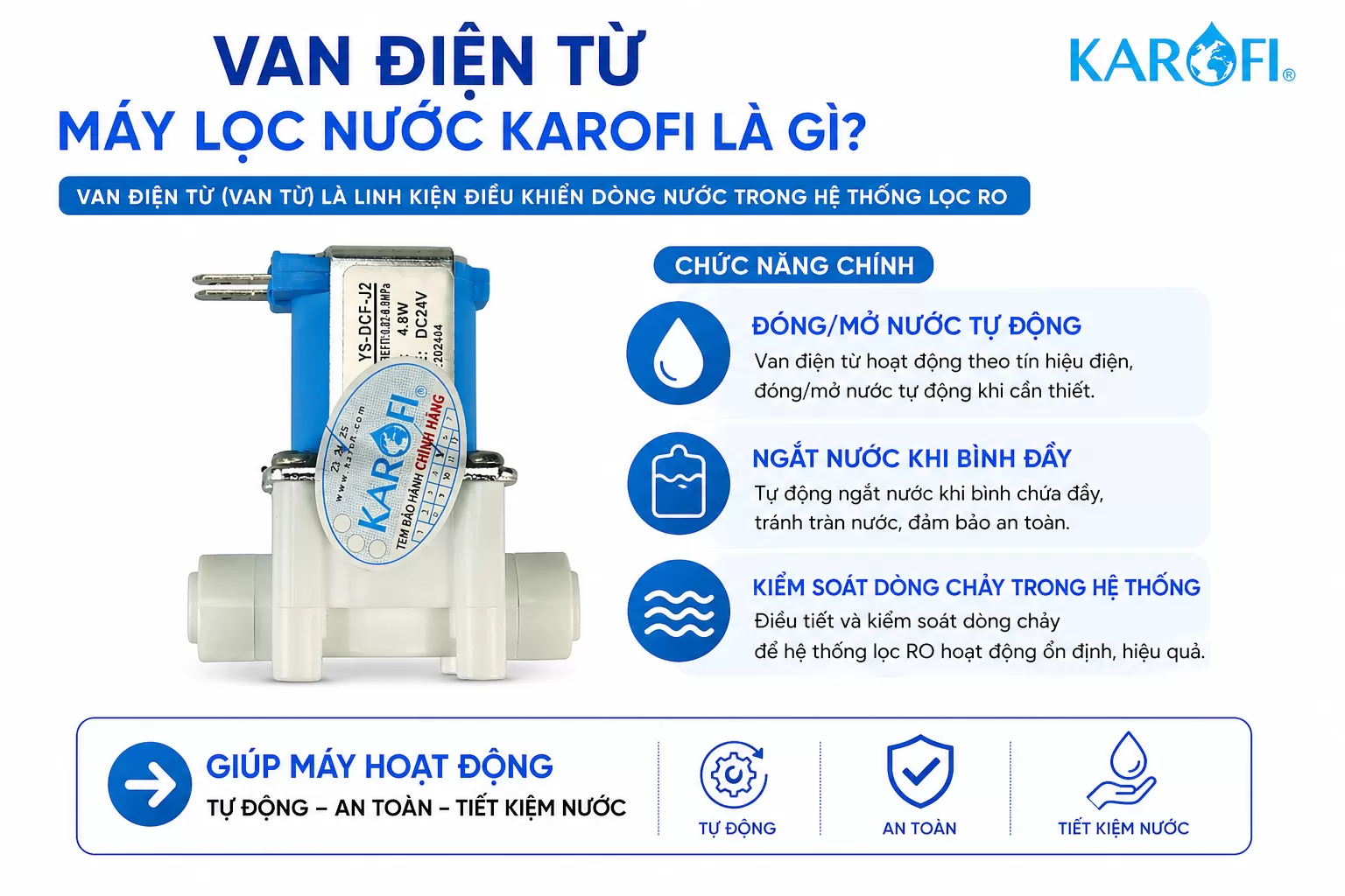 Van điện từ m&aacute;y lọc nước Karofi l&agrave; g&igrave;