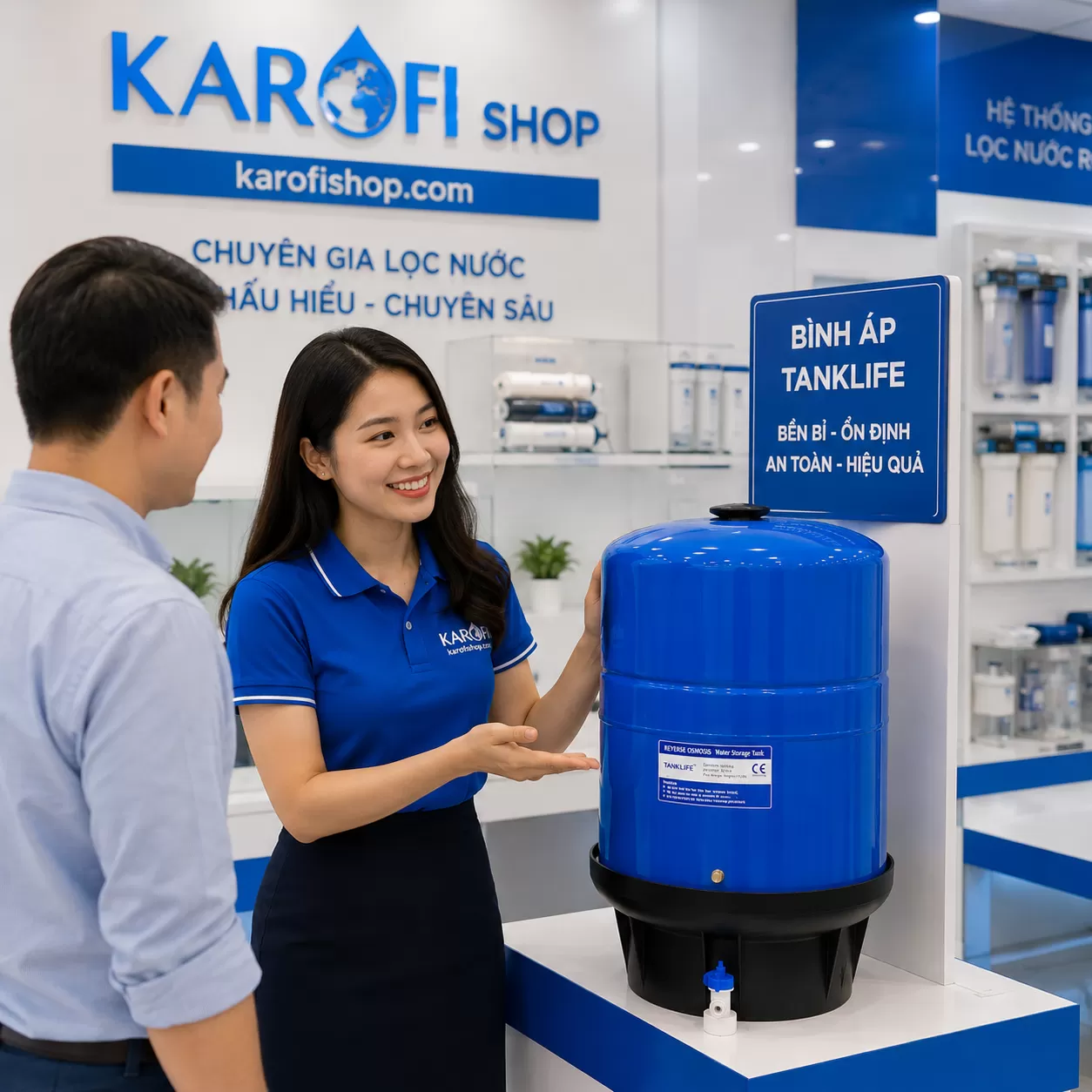 Karofishop l&agrave; đơn vị chuy&ecirc;n cung cấp m&aacute;y lọc nước, linh kiện RO v&agrave; b&igrave;nh &aacute;p Tanklife ch&iacute;nh h&atilde;ng tr&ecirc;n to&agrave;n quốc.