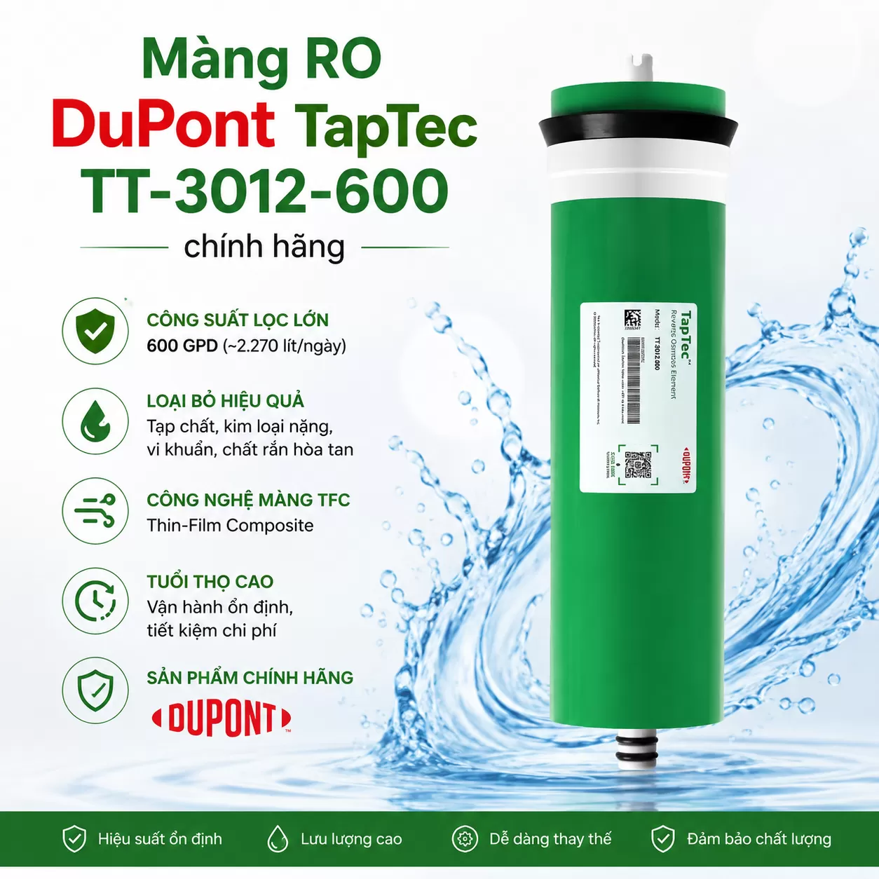 M&agrave;ng RO DuPont TapTec TT-3012-600 ch&iacute;nh h&atilde;ng