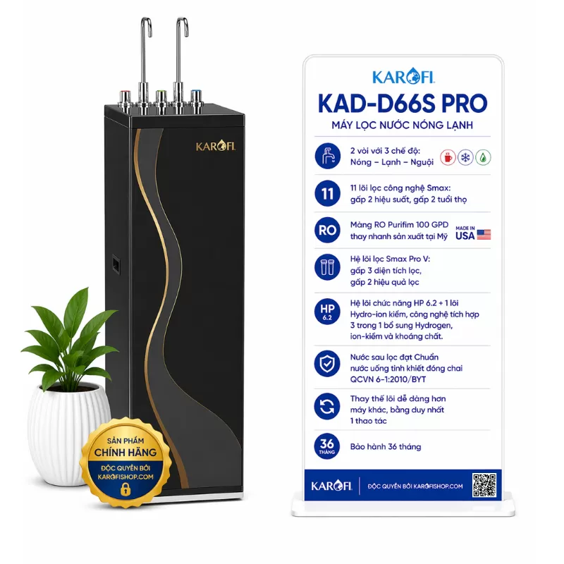 Máy lọc nước nóng lạnh Karofi KAD-D66s Pro