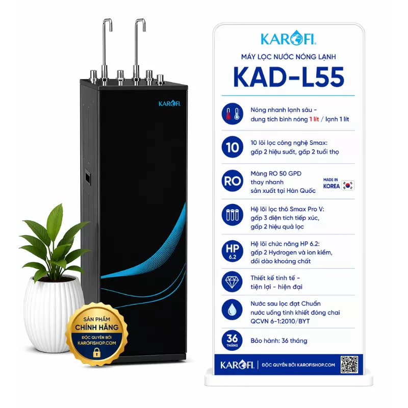 Máy lọc nước nóng lạnh karofi KAD-L55
