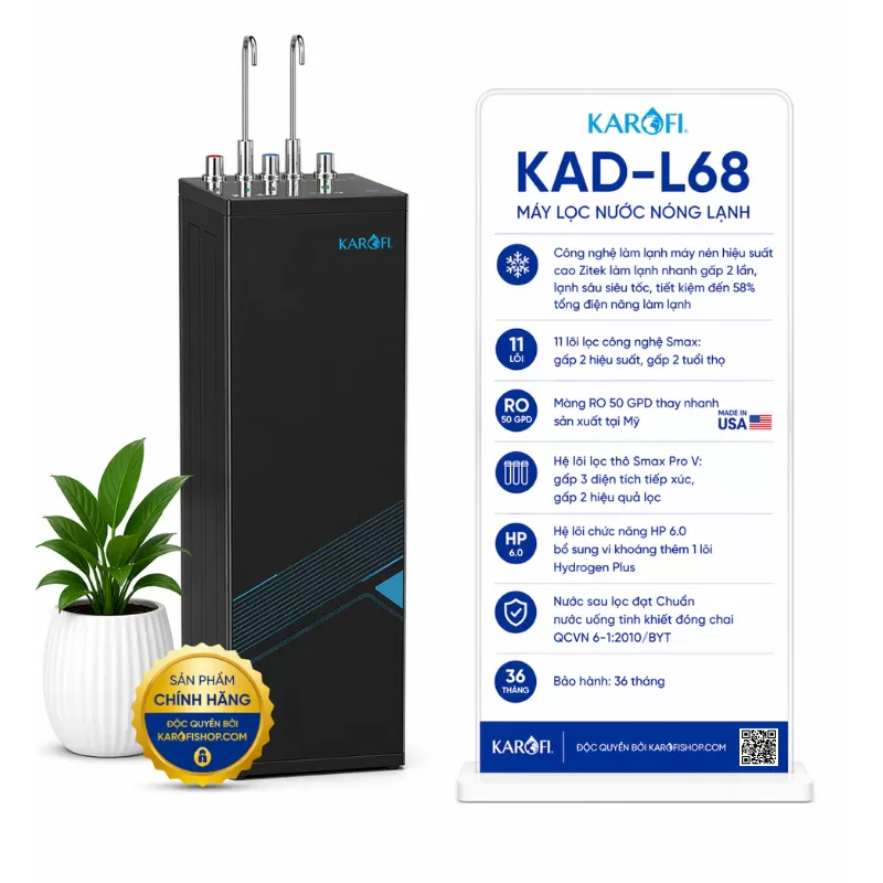 Máy lọc nước nóng lạnh Karofi KAD-L68