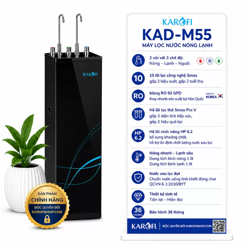 Máy lọc nước nóng lạnh Karofi KAD-M55
