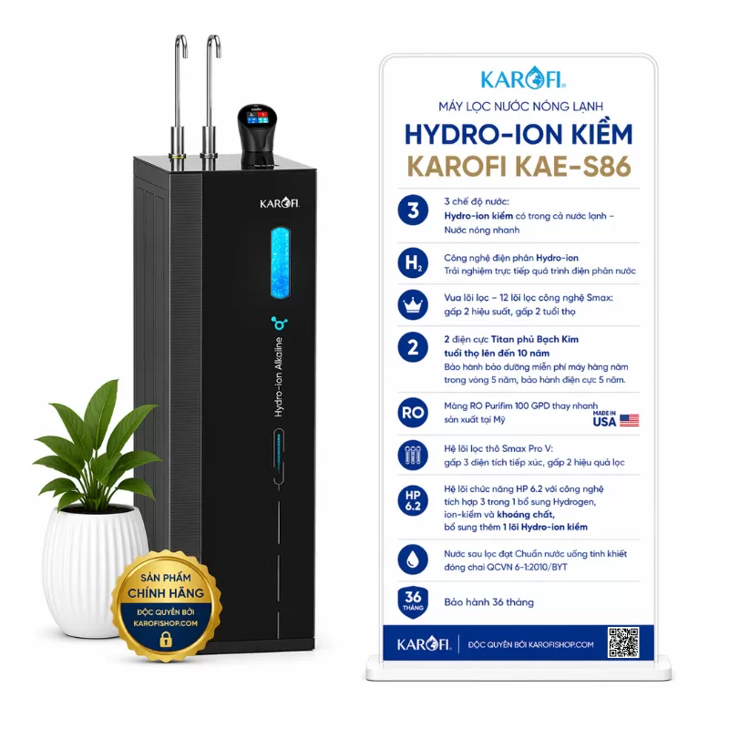 Máy lọc nước nóng lạnh Karofi KAE-S86
