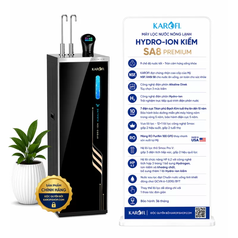 Máy lọc nước nóng lạnh Karofi SA8 Premium
