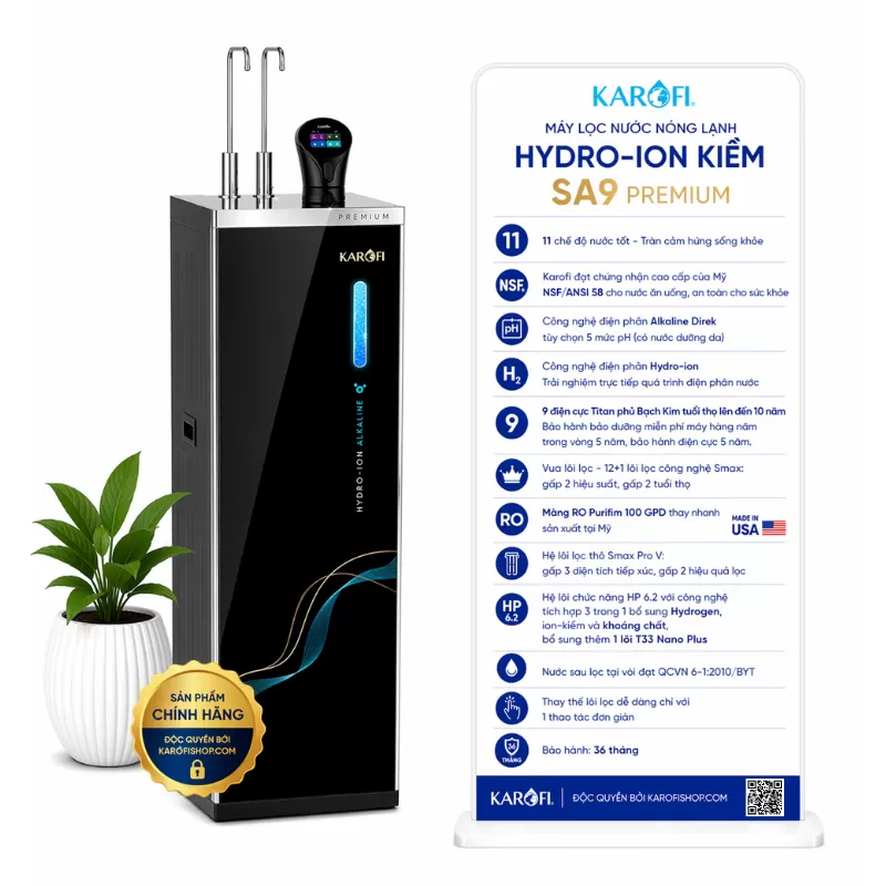 Máy lọc nước nóng lạnh Karofi SA9 Premium