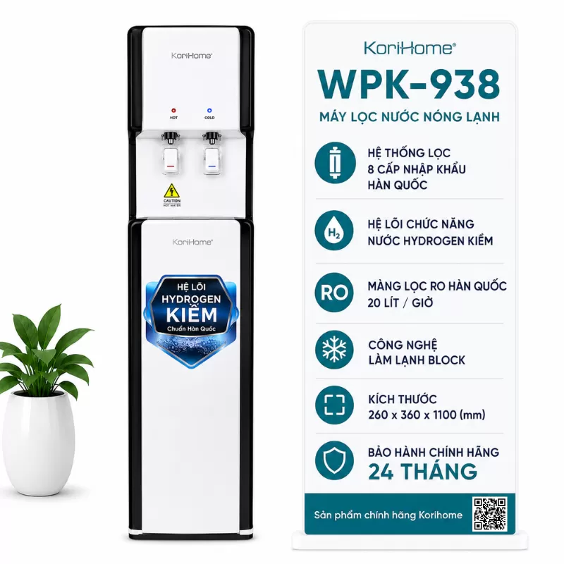 Máy lọc nước nóng lạnh Korihome WPK-938