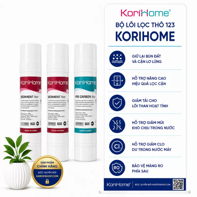 Bộ Lõi Lọc Thô 123 Korihome